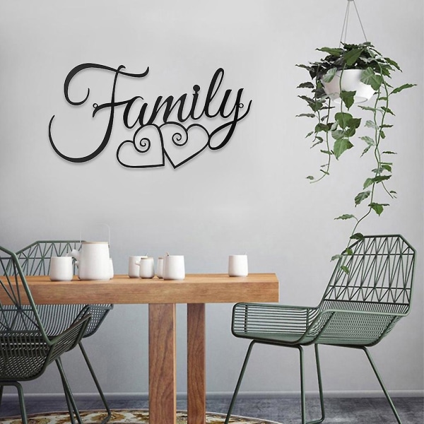 Metall Väggdekor Familjehjärtskylt Väggkonst hängande dekoration för hemmakontor