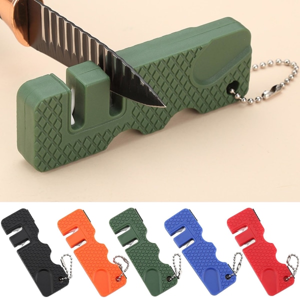 Sharpener Sharp Blade To-seksjon Fish Hook Diamond Sharpener Outdoor Camping Tool Kjøkkentilbehør Army Green