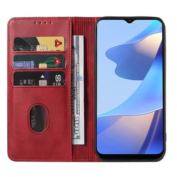 Magnetisk læder telefoncover til OPPO A54s Red
