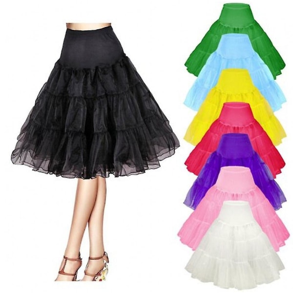 Retro underkjol 26 - 50-tals Swing Vintage underkjol - Rockabilly Tutu - Fancy nätkjol Black L-XXL 16-22