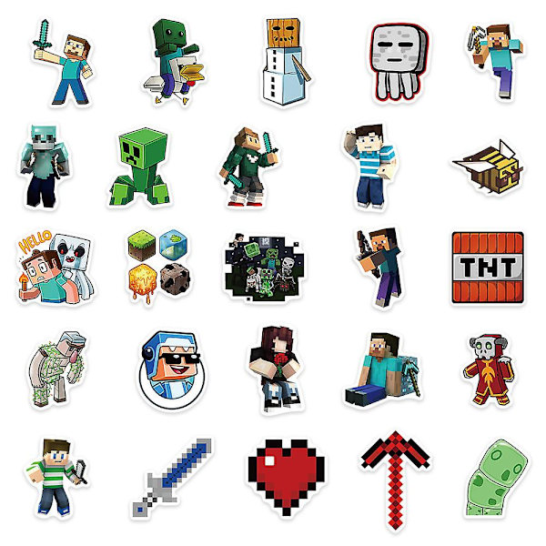 100 stk Minecraft Adventure Game Stickers Pack, Fargerike Vanntette Klistremerker for Vannflasker, Skateboards, Bærbar PC for Tenåringer Barn Voksne