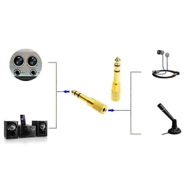 3,5 mm fatning til 6,35 mm jackstik lydkonverter hovedtelefonadapter