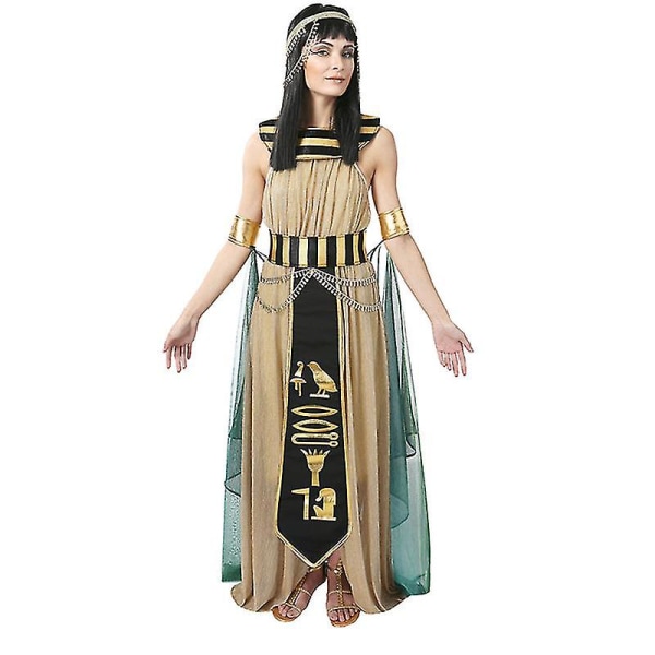 Voksent par Middelalderlig græsk mytologi kostume Egyptisk farao Cleopatra Cosplay Carnival Halloween fest fancy kjole Woman XL