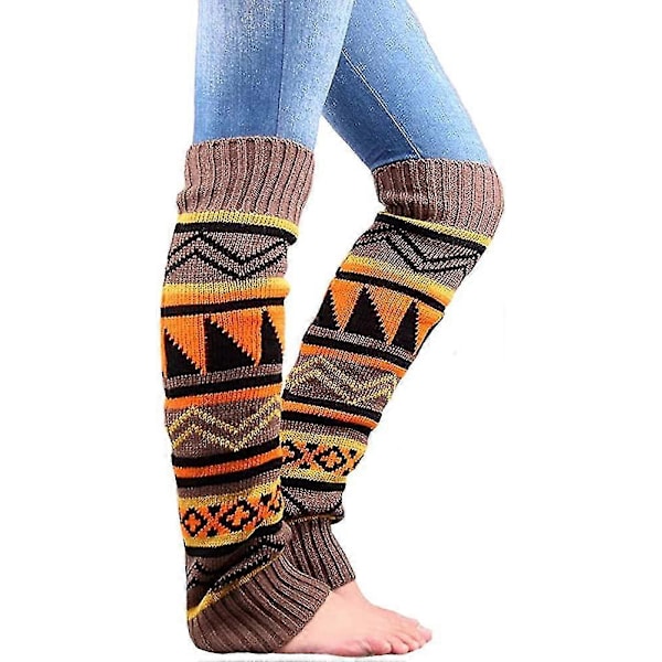 Boho-tyyliset neulotut pitkät jalkalämmittimet naisille