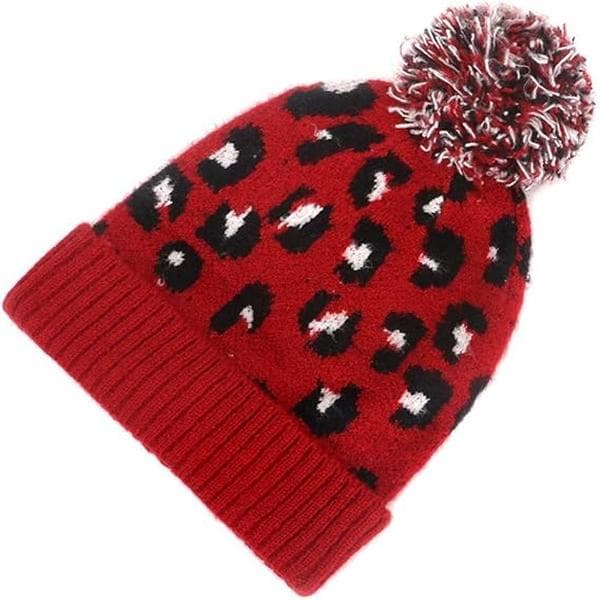 Høst Vinter Dame Leopardtrykk Strikket Hårball Ulllue Beanies