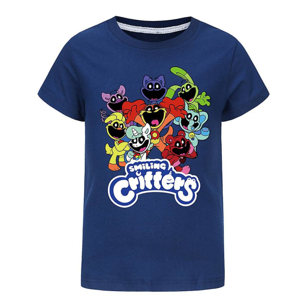 2024 Smiling Critters T-shirt för barn Tecknad Catnap Hoppy Hopscotch Fans Pojkar Flickor Casual Kortärmad T-shirt Blus Navy Blue 7-8Years