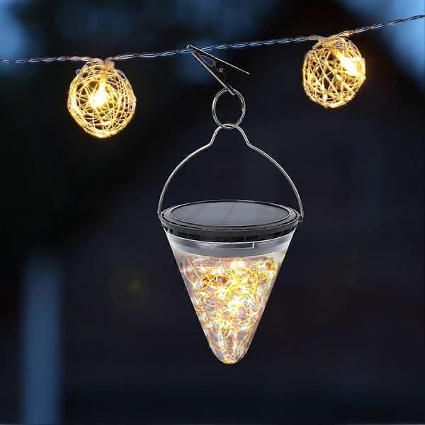 Vanntette Solar LED-lys Kjegleformet Hengelampe for Utendørs Hage Terrasse
