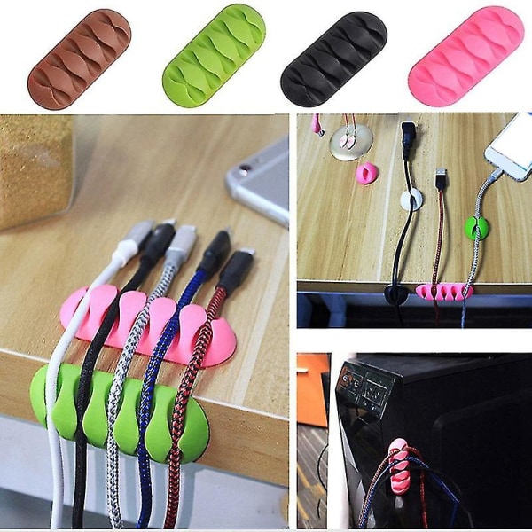 5-clips kabelhållare Silikon USB Winder Management Clips Hållare för mus hörlurar Headset Etc -bla