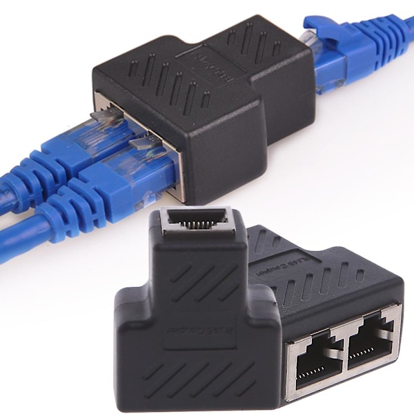 1 til 2 Veis LAN Ethernet Nettverkskabel RJ45 Hunnstikk Splitter Adapter