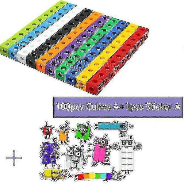 100 st matematikkopplingskuber Numberblocks sammankopplade multilänk räkneblock HY-26 Set a