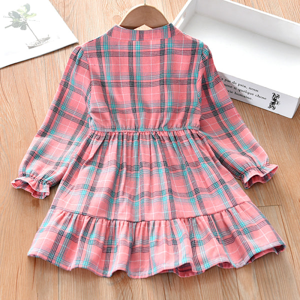 Tyttöjen Ruudullinen Babydoll-Paita, 120cm Rose powder 120cm