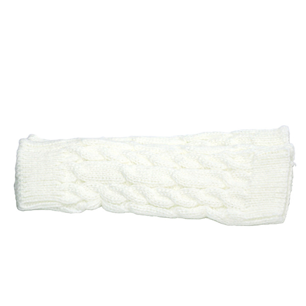 Käsivarrenlämmittimet neulotut, sormettomat ja lyhyet - [20cm] - Rannekoko white