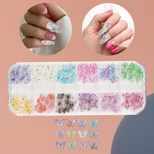 Nagelkonst Strass Set Glittriga Sommar DIY Nagelkonst Fjärils Nageldekaler Fjärils Nagelkonst Berlocker För Hem Nagelkonst Big butterfly box size 13cmx5.5cm