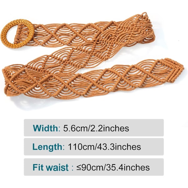 Boho-vyö naisille, punottu vyö, boheemi vyö mekkoon