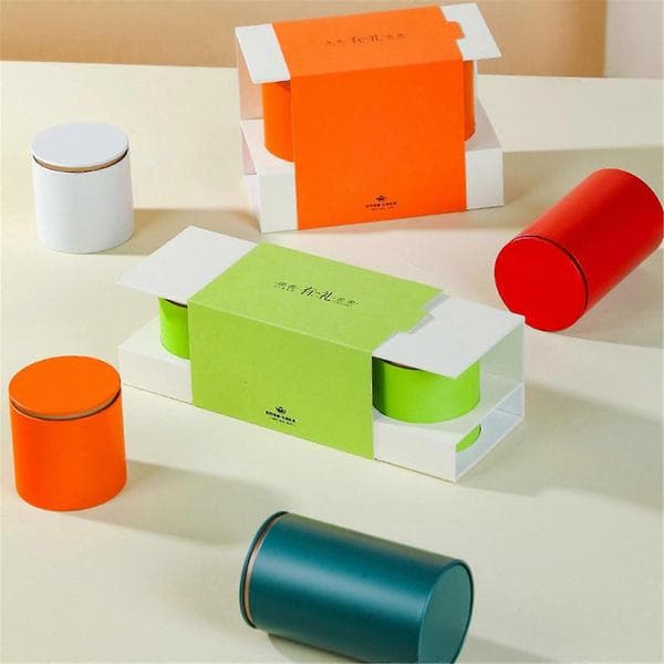 Lille rød metaldåse til opbevaring af urter, løs te og kaffe, holdbart og elegant design orange small