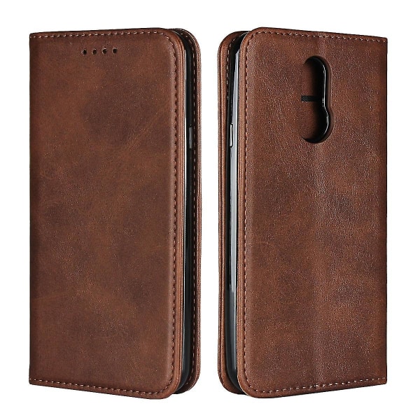 För Lg Q7 Calf Texture Magnetic Horisontal Flip Case med hållare & kortfack & plånbok