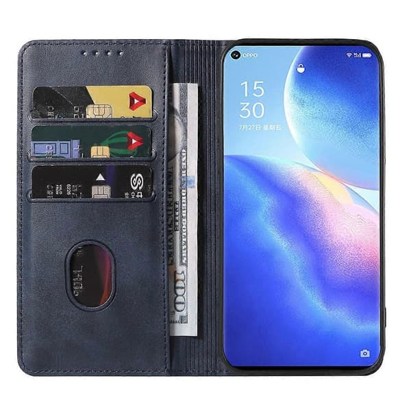 Magnetisk læder telefoncover til OPPO Reno5 Pro+ Blue