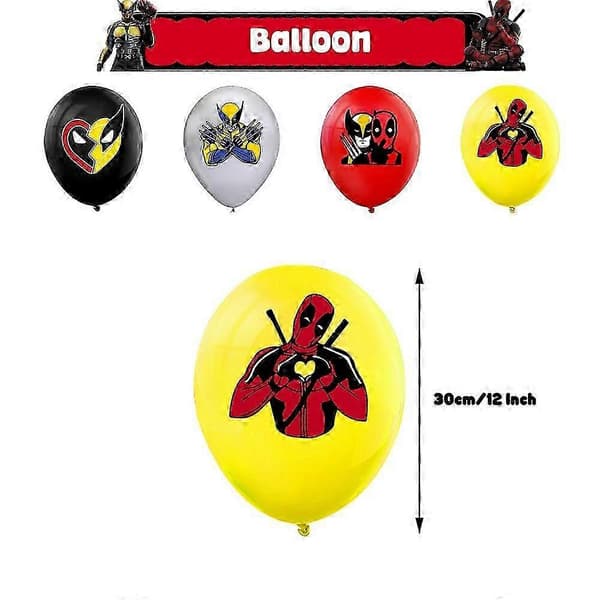 Deadpool & Wolverine Bursdagsfest Dekor Banner Ballonger Kaketopper Sett