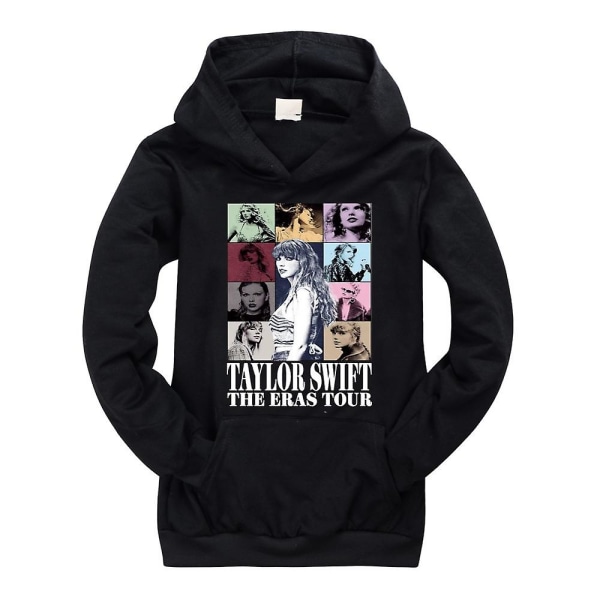 2024 Taylor Swift The Eras Tour Hættetrøje Sweatshirt Print Langærmet Casual Løs Pullover Hættetrøje Toppe Fans Gaver Til Børn Drenge Piger 9-14 år Black 11-12 Years