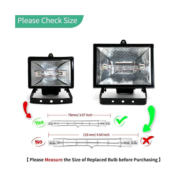 5 Pack R7s 118mm 300w 230v,r7s halogen lineær lyspære, dimbar halogenlampe for konstruksjon Wo Transparent