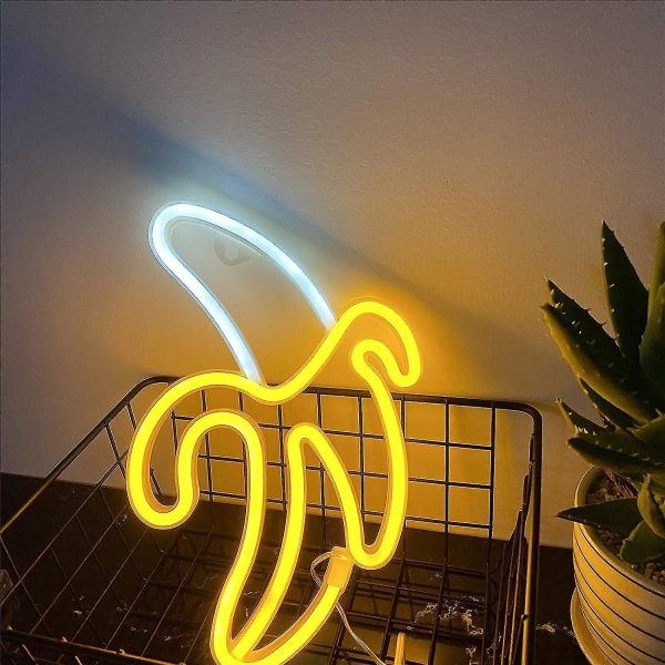 Neonseinäkiinnitys banaani Led-yövalo kodin sisustukseen - Paristo- ja USB käyttöinen valokyltti