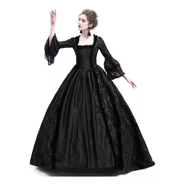 Elegant Voksenkjole i Middelalder Stil med Blonder - Catrina Cosplay Negro XXL