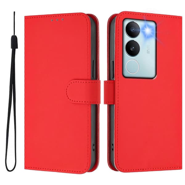 Solid Farge PU-deksel For vivo V29 5G Global / V29 Pro Red