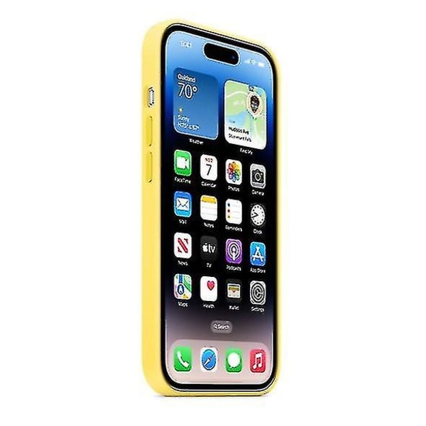 Silikoninen puhelinkotelo yhteensopiva iPhone 14pron kanssa Canary Yellow