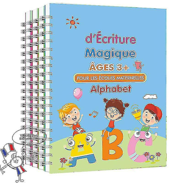 3d French Groove Magic Practice Copybook Barnbok Lärande siffror Bokstäver Kalligrafi Skriva Övningsböcker Present