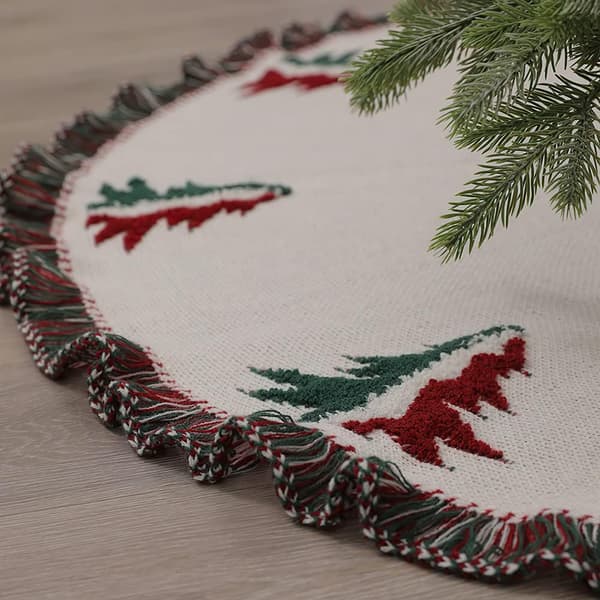 Stor Julgransmatta, 122 cm Tjock Ull 3D-Stickad Gran
