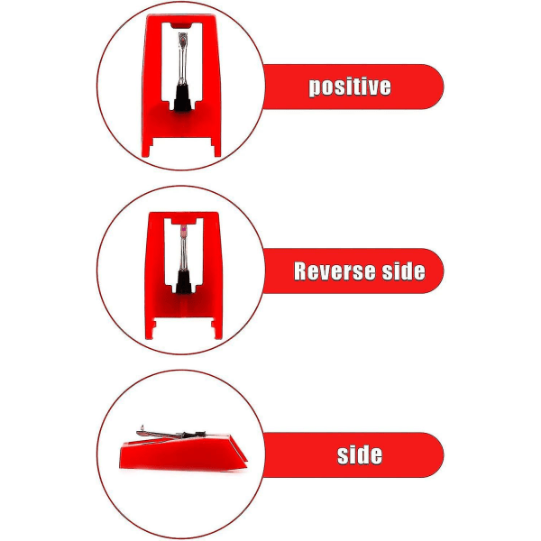 7 stk platespillernål - erstatningsnåler for vinylplatespillere (rød)