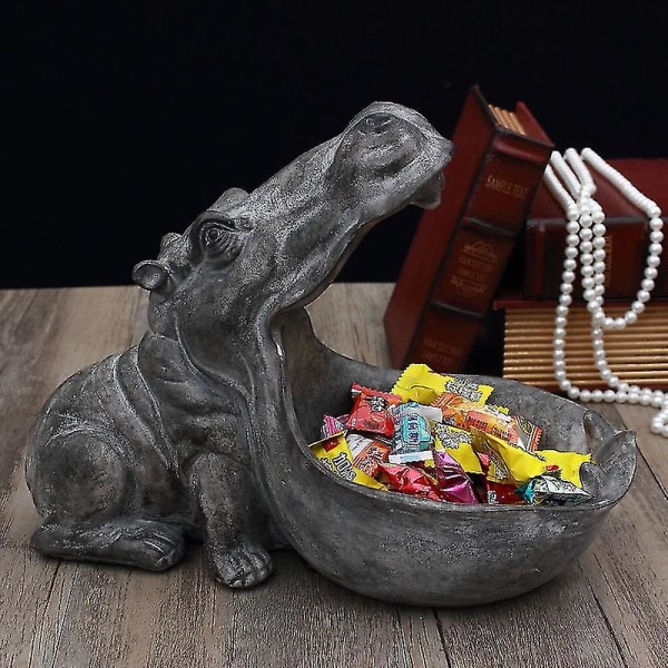 Big Mouth Hippo Säilytys Figuriini Avaimen Kulho Hartsi Hippo Candy Dish Kodinsisustus