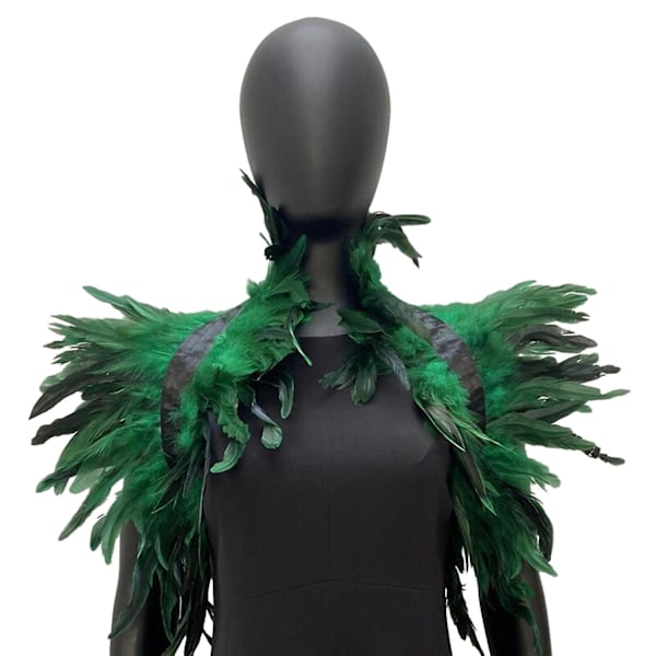 Fjäderbolero Sjal Axelomslag Kappa Mjuk Justerbar Retro Gotisk Krage Cosplay Fest Kropp Scen Green