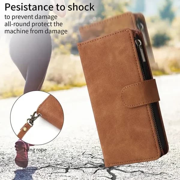 Compatible Case for Samsung Galaxy A41 - Magnetic Leather Zipper Wallet Case - Yellow