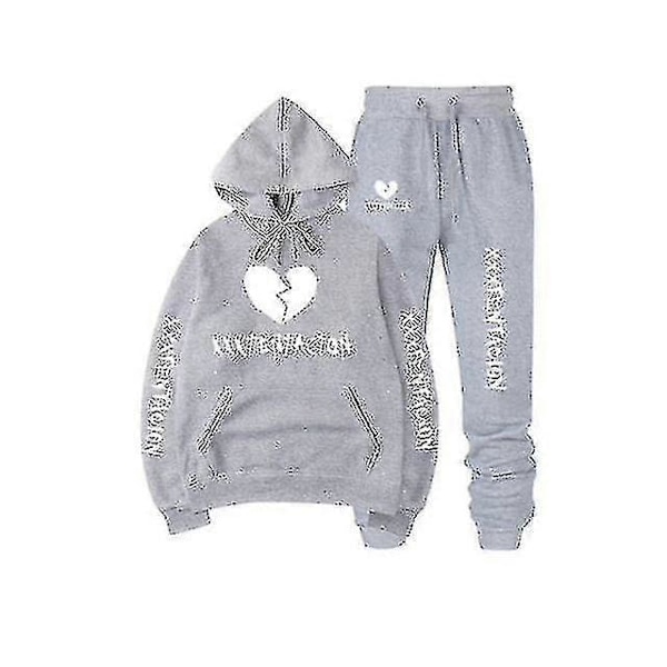 Höst/vinter Xxxtentacion Revenge Kill Hip Hop Hoodies Tröjor och Byxor Män Tvådelad Set Huvad Dräkt Sammet Shry LightLightAIxinBB L