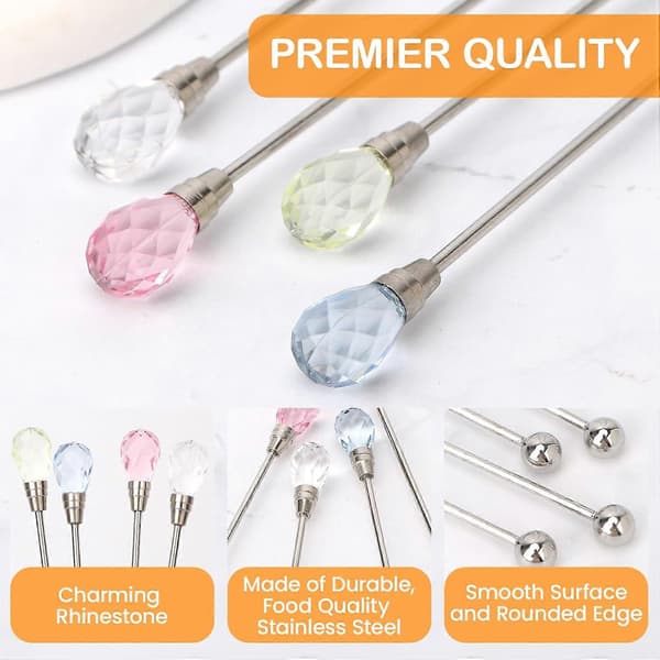 Rhinestone Party Stir Swizzle Stick Value Pack, Sæt med 4 Sæt4 a