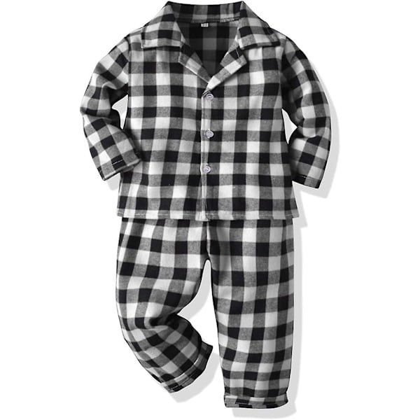 Pyjamas Barn Sommer Pyjamas Jenter Lang Erme Sommer Barn Gutter Jenter Erme Sett T-skjorte Shorts Loungewear Søte Pyjamas Jenter Gutter Barnepyjamas Black 100cm