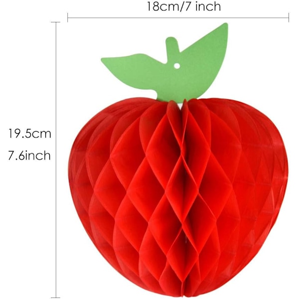 20 stk. 7 tommer æblevæv honningkage hængende røde papiræbledekorationer frugtdekoration til skolestart, babyshower, julefestdekoration