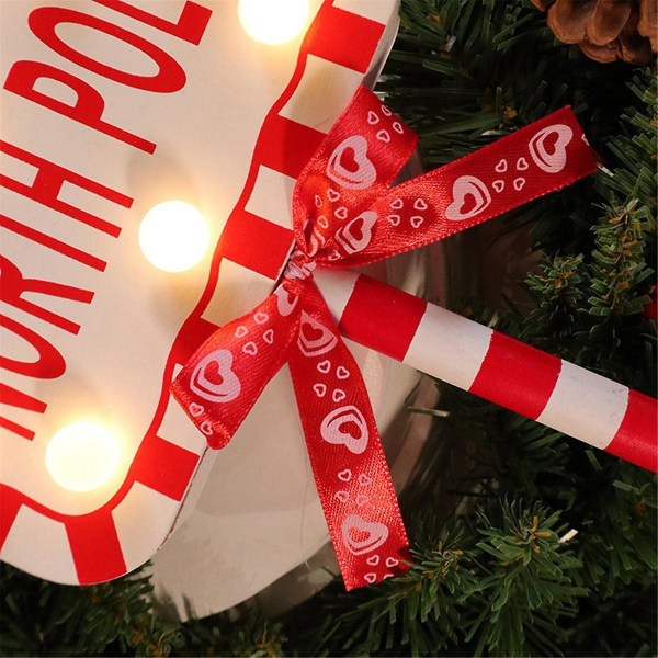 Joulun Led-valo pystysuorat kyltit led-valolla jouluvalaisimelle Pöytäkyltti Stop-ornamentti joulupöytävalo D Red White