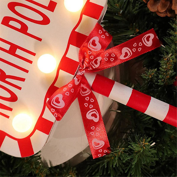 Jul Led Light Lodrette Skilte Med Led Lys Til Julelampe Skrivebordsskilt Stop Ornament Julebordslys D Red White