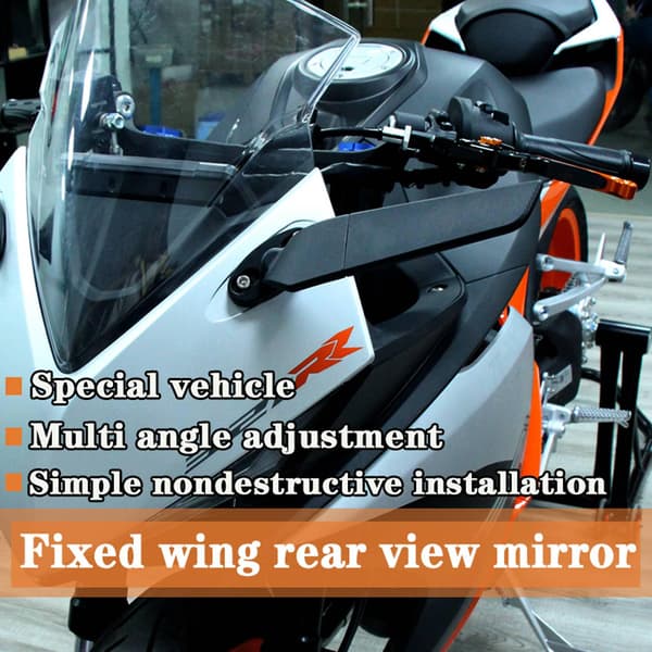 2st modifierade motorcykelbackspeglar vindvinge justerbara roterande sidospeglar för Ninja 250 black