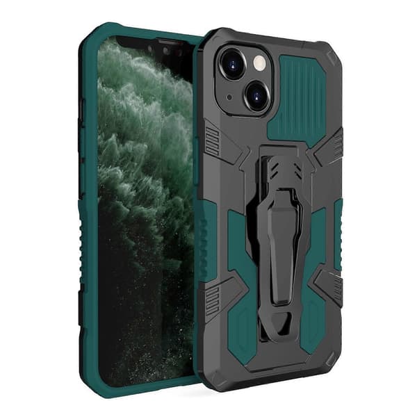 Maskine Armor Warrior PC + TPU telefoncover til iPhone 14 Plus Green