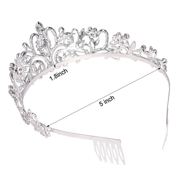 Silver Crystal Tiara Crowns för kvinnor flickor Elegant Princess Crown med kammar Tiaras