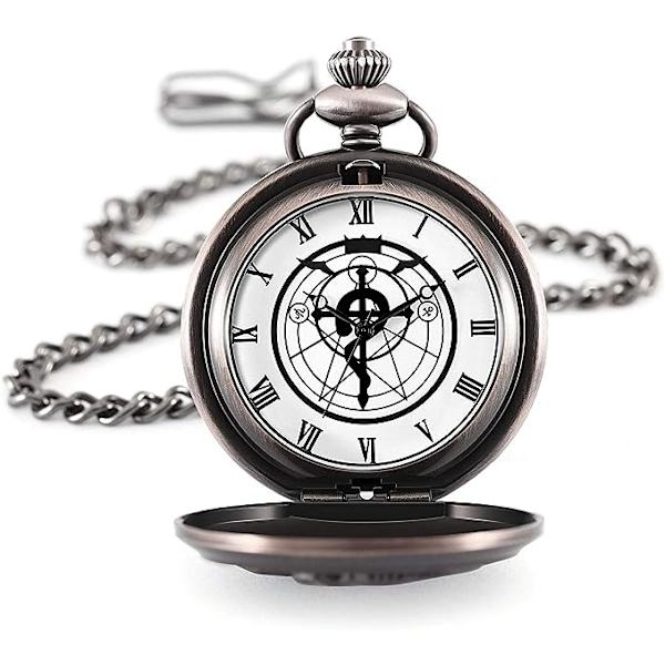 Fullmetal Alchemist taskukello ketjulla, vintage kvartsi Edward Elric anime taskukello cosplay-tarvikkeet