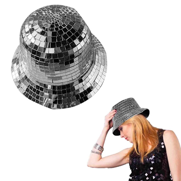 Disco Ball Party Hat, Mirror Glass Sequin Hat With Reflective Effect, Mirror Ball Stunning Glitter Hat In Clothing, Festival Glitter, Party, Sequin B