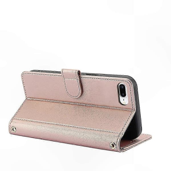 Læderetui med \"Skin Feel\" til iPhone 7 Plus og 8 Plus Pink gold