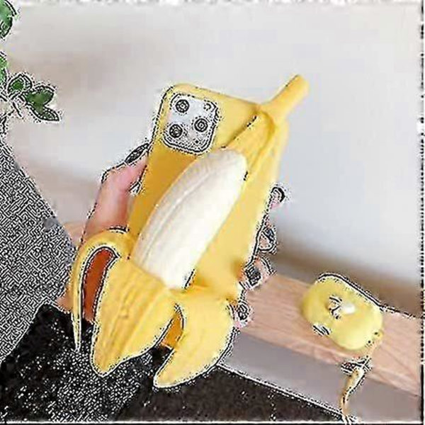 3D Gul Banan Silikon Skal för iPhone iPhone 13mini