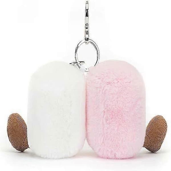 Rolig Marshmallow Nyckelring Söt Mjuk Nyckelring Hänge Dockhänge Present
