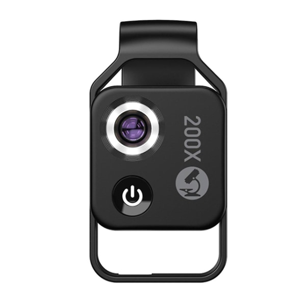200X forstørrelse mikroskoplinse INGEN mobil LED-lys Mini lommemakro linser til alle smartphones sort Black