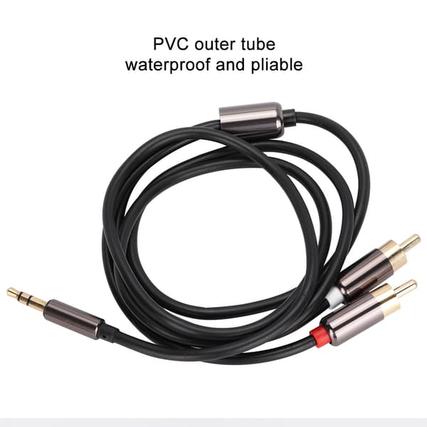 1m Høj Kvalitet 3.5mm Han til 2 RCA Han Lydadapterkabel Y Splitter Aux Ledning Linje (Sort)